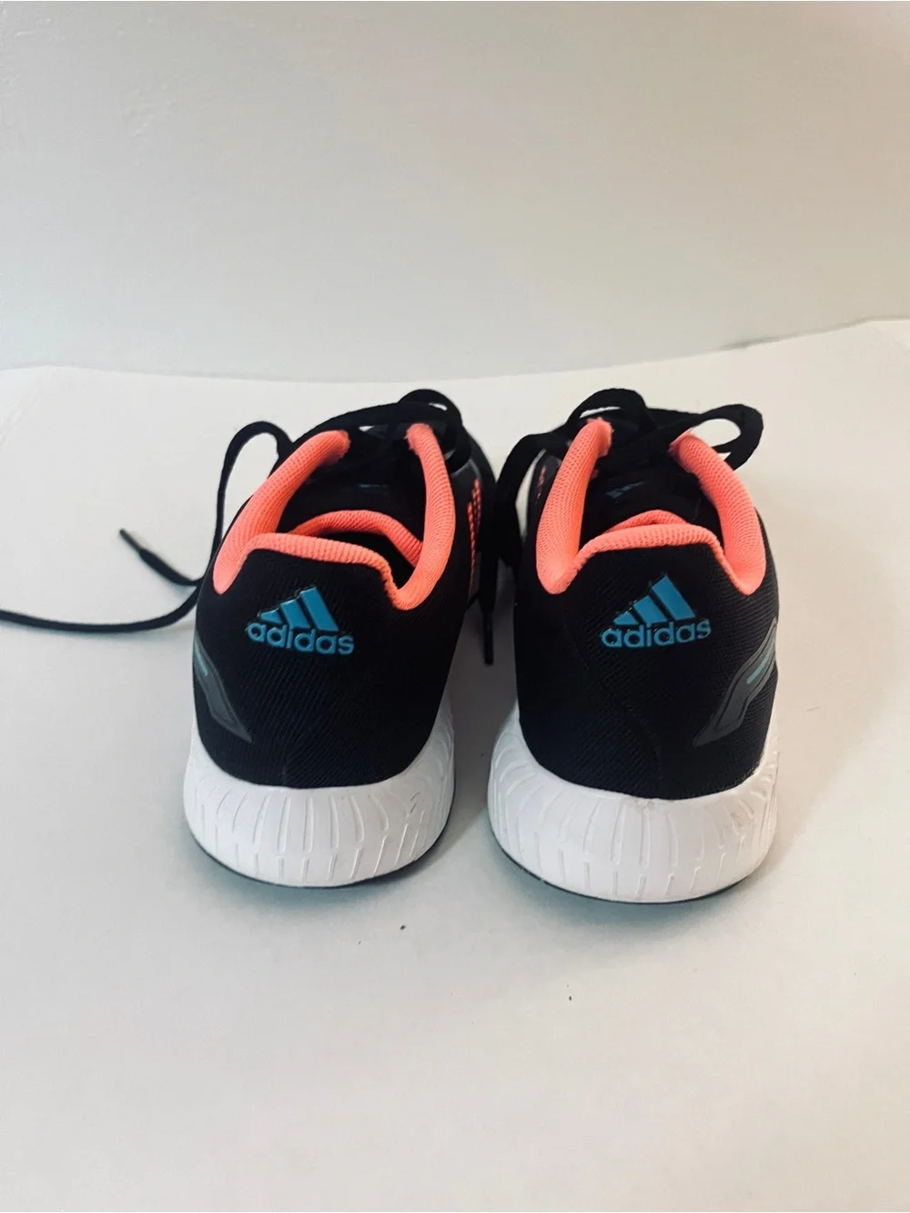 adidas Kids Black Sneakers with Coral Accents